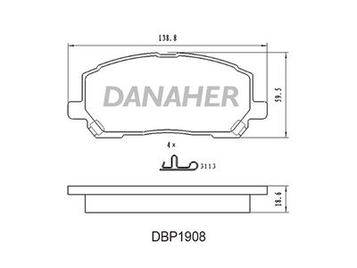 DBP1908 DANAHER Комплект тормозных колодок, дисковый тормоз
