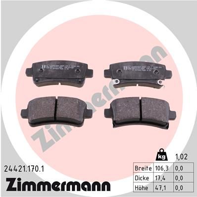 244211701 ZIMMERMANN Комплект тормозных колодок, дисковый тормоз