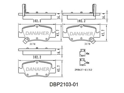 DBP210301 DANAHER Комплект тормозных колодок, дисковый тормоз