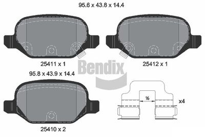 BPD1594 BENDIX Braking Комплект тормозных колодок, дисковый тормоз