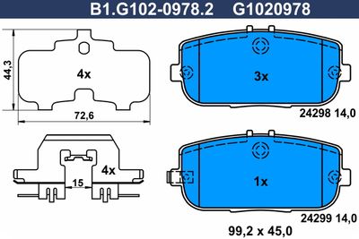 B1G10209782 GALFER Комплект тормозных колодок, дисковый тормоз