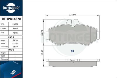 RT1PD14370 ROTINGER Комплект тормозных колодок, дисковый тормоз