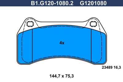 B1G12010802 GALFER Комплект тормозных колодок, дисковый тормоз