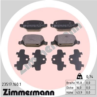 235171601 ZIMMERMANN Комплект тормозных колодок, дисковый тормоз