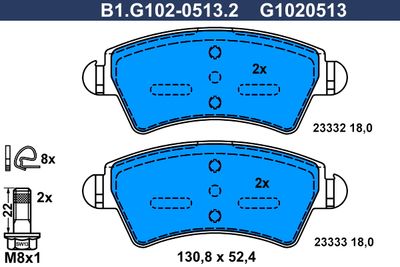 B1G10205132 GALFER Комплект тормозных колодок, дисковый тормоз