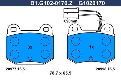 B1G10201702 GALFER Комплект тормозных колодок, дисковый тормоз