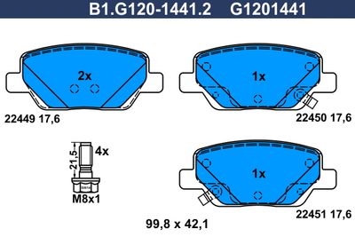 B1G12014412 GALFER Комплект тормозных колодок, дисковый тормоз