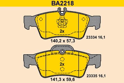 BA2218 BARUM Комплект тормозных колодок, дисковый тормоз