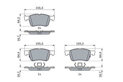 0986424885 BOSCH Комплект тормозных колодок, дисковый тормоз