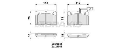 AB0431 BRAXIS Комплект тормозных колодок, дисковый тормоз