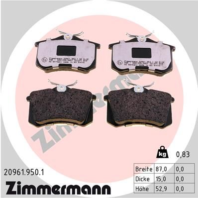209619501 ZIMMERMANN Комплект тормозных колодок, дисковый тормоз