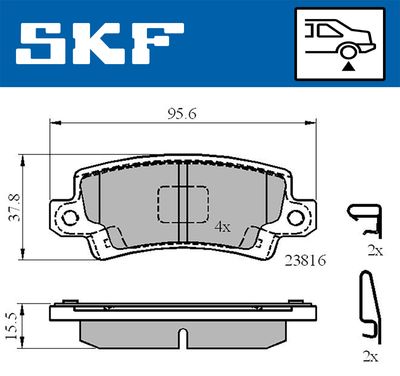 VKBP90208A SKF Комплект тормозных колодок, дисковый тормоз