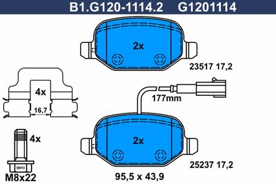 B1G12011142 GALFER Комплект тормозных колодок, дисковый тормоз