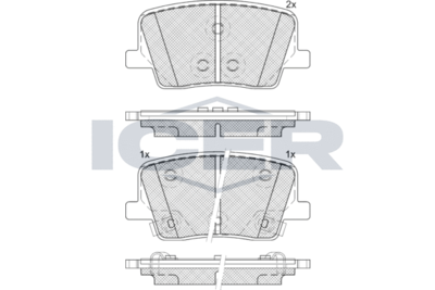 182356 ICER Комплект тормозных колодок, дисковый тормоз