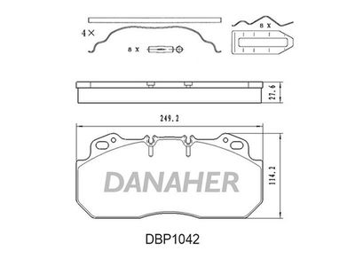 DBP1042 DANAHER Комплект тормозных колодок, дисковый тормоз
