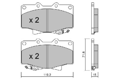 BPTO1918 AISIN Комплект тормозных колодок, дисковый тормоз