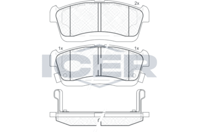 181872 ICER Комплект тормозных колодок, дисковый тормоз