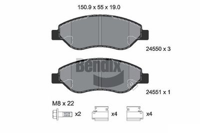 BPD2168 BENDIX Braking Комплект тормозных колодок, дисковый тормоз