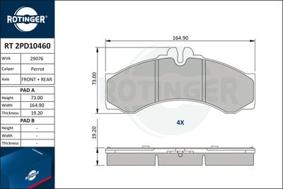 RT2PD10460 ROTINGER Комплект тормозных колодок, дисковый тормоз