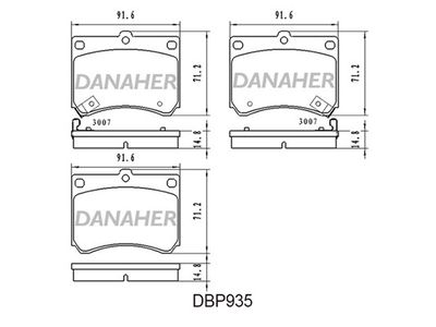 DBP935 DANAHER Комплект тормозных колодок, дисковый тормоз