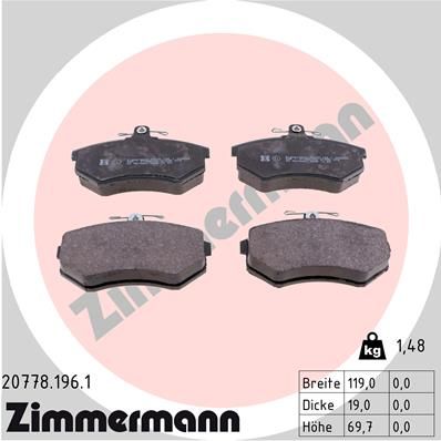 207781961 ZIMMERMANN Комплект тормозных колодок, дисковый тормоз