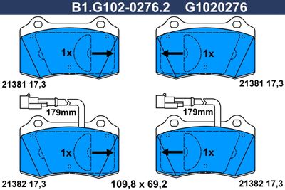 B1G10202762 GALFER Комплект тормозных колодок, дисковый тормоз