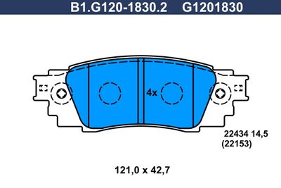 B1G12018302 GALFER Комплект тормозных колодок, дисковый тормоз