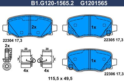 B1G12015652 GALFER Комплект тормозных колодок, дисковый тормоз