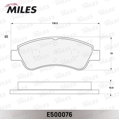 E500076 MILES Комплект тормозных колодок, дисковый тормоз