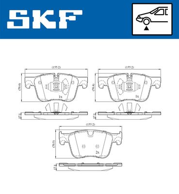 VKBP80085 SKF Комплект тормозных колодок, дисковый тормоз