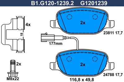 B1G12012392 GALFER Комплект тормозных колодок, дисковый тормоз