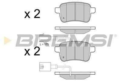 BP3438 BREMSI Комплект тормозных колодок, дисковый тормоз