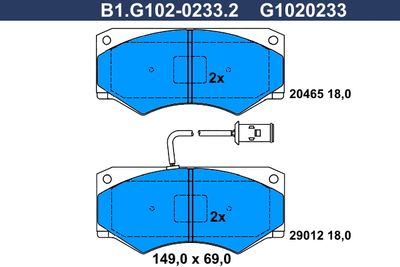 B1G10202332 GALFER Комплект тормозных колодок, дисковый тормоз