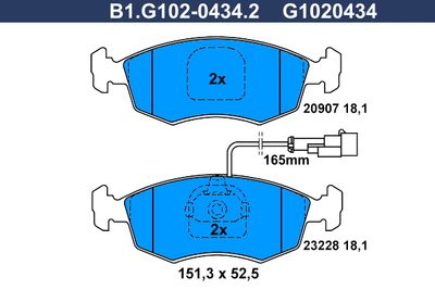 B1G10204342 GALFER Комплект тормозных колодок, дисковый тормоз