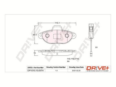 DP1010100974 Dr!ve+ Комплект тормозных колодок, дисковый тормоз