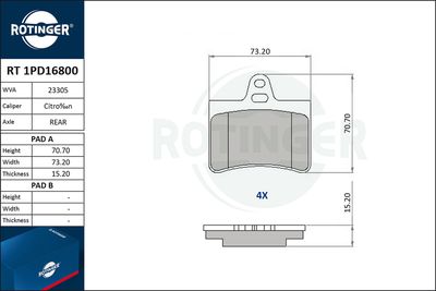 RT1PD16800 ROTINGER Комплект тормозных колодок, дисковый тормоз