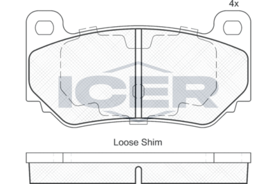182071 ICER Комплект тормозных колодок, дисковый тормоз