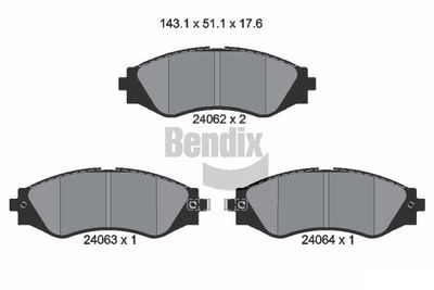 BPD2087 BENDIX Braking Комплект тормозных колодок, дисковый тормоз