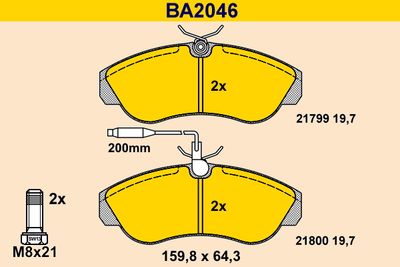 BA2046 BARUM Комплект тормозных колодок, дисковый тормоз