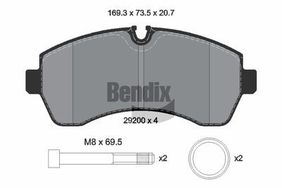 BPD2411 BENDIX Braking Комплект тормозных колодок, дисковый тормоз