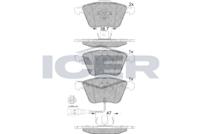 181653 ICER Комплект тормозных колодок, дисковый тормоз