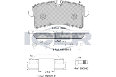 182159 ICER Комплект тормозных колодок, дисковый тормоз