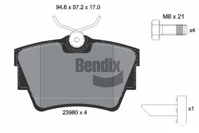 BPD1021 BENDIX Braking Комплект тормозных колодок, дисковый тормоз