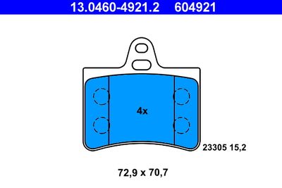 13046049212 ATE Комплект тормозных колодок, дисковый тормоз