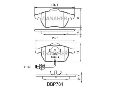 DBP784 DANAHER Комплект тормозных колодок, дисковый тормоз