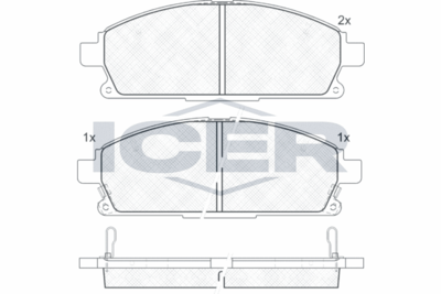 181521 ICER Комплект тормозных колодок, дисковый тормоз
