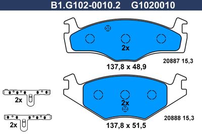 B1G10200102 GALFER Комплект тормозных колодок, дисковый тормоз