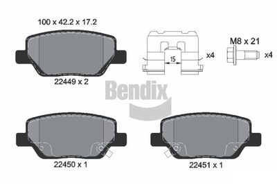BPD1422 BENDIX Braking Комплект тормозных колодок, дисковый тормоз