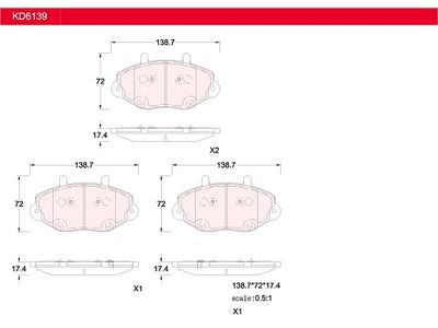 KD6139 ASIMCO Комплект тормозных колодок, дисковый тормоз