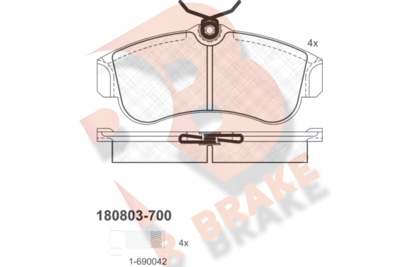 RB0803700 R BRAKE Комплект тормозных колодок, дисковый тормоз